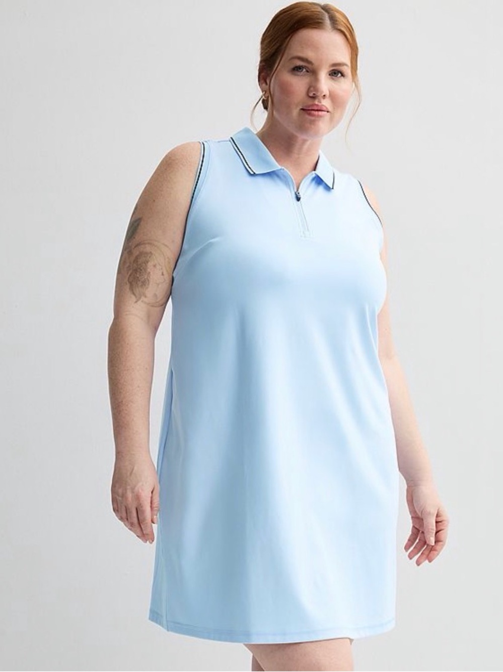 tek gear Light Blue Sleeveless Polo Zip-Front Dress